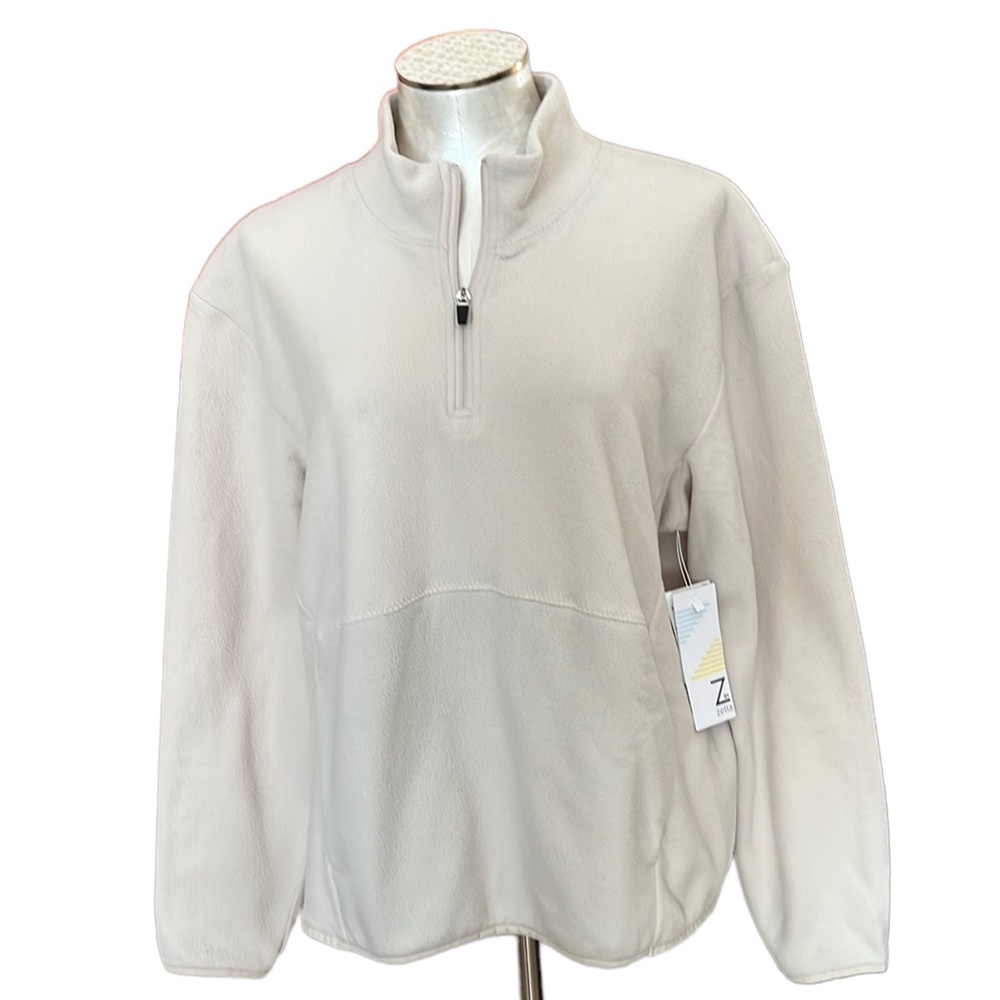 NWT Z by Zella Fleece Quarter Zip Sweatshirt Beige Pumice XL